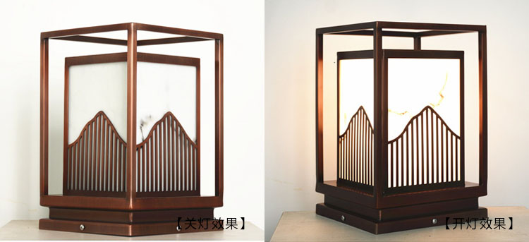 (QDZTD-010)新中式不銹鋼鍍銅拉絲仿云石柱頭燈開(kāi)燈\關(guān)燈效果
